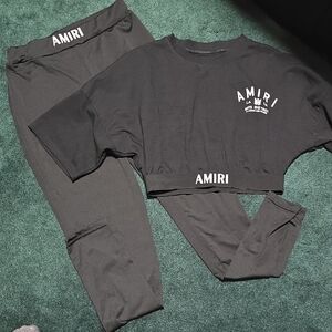 AMIRI Black Logo Crop Top and Leggings Set